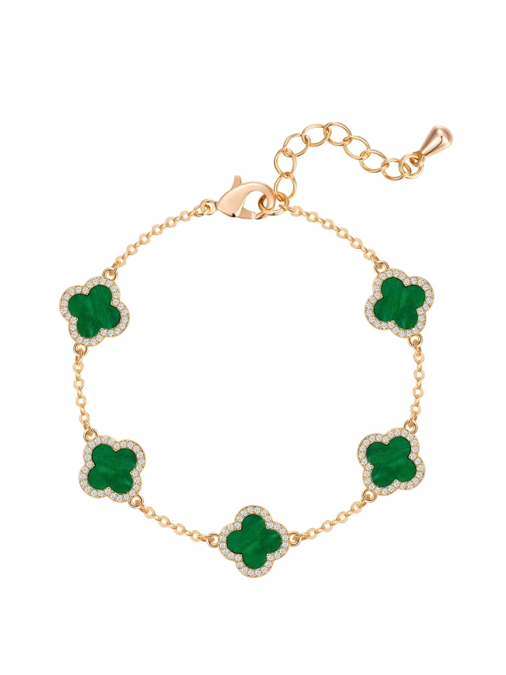 Armband Kleeblatt aus Messing mit Zirkonia in gelbgold