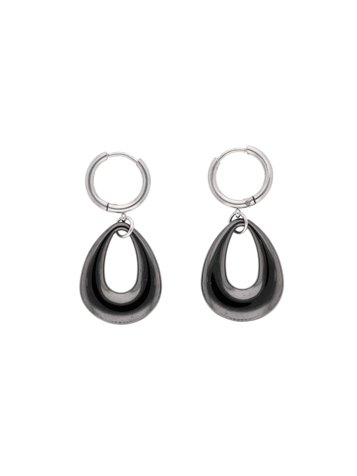 Women Drop Earrings in Silver Black