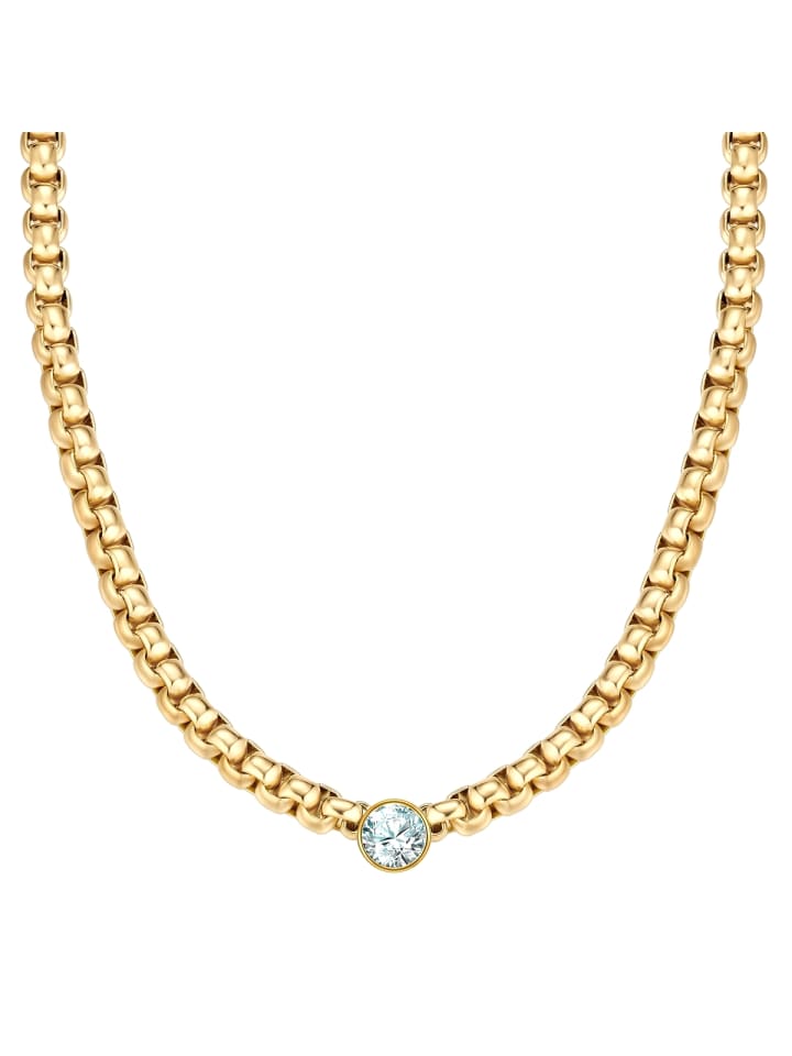 Kette aus Messing mit Zirkonia in gelbgold