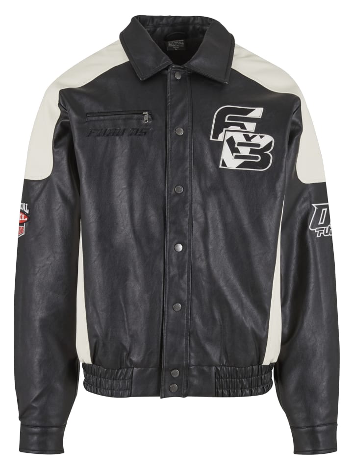 Outerwear- Leather - Faux Leather in black/offwhite