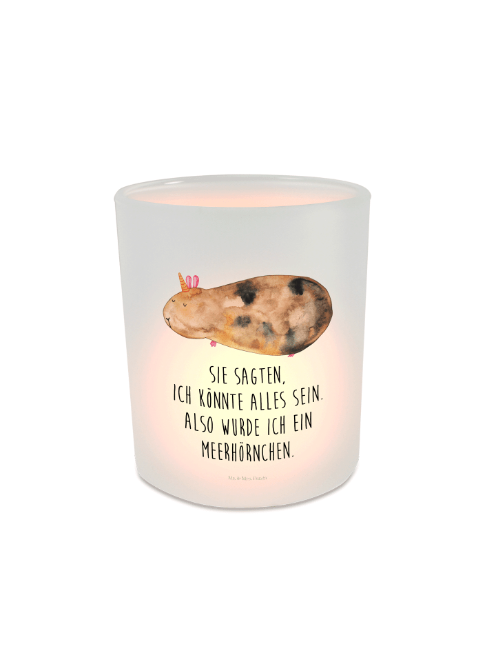 Windlicht Einhorn Meerschweinchen mit Spruch in Transparent