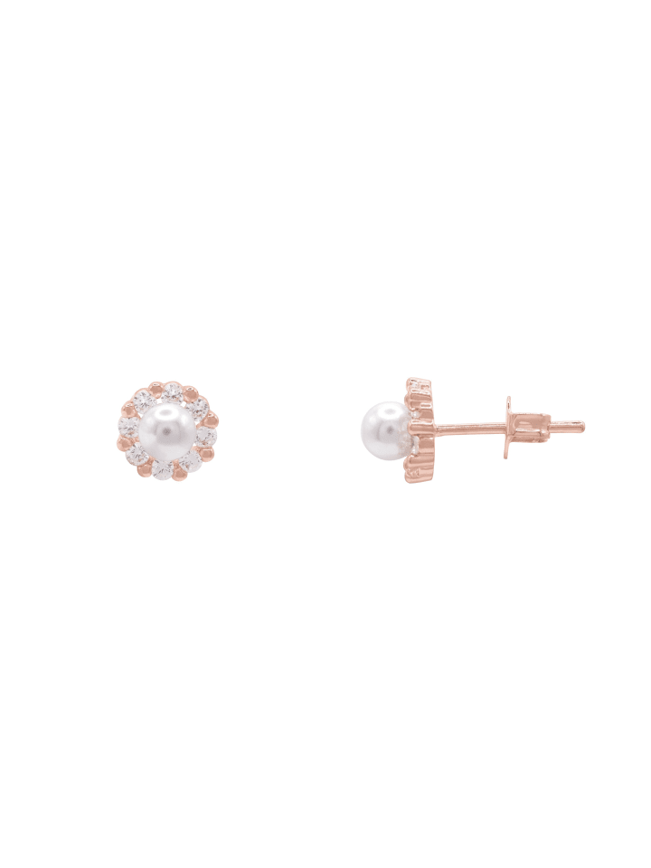 Perlenohrringe Damen Claire rose goldfarben in rosegoldfarben