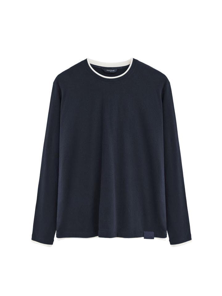 T-Shirt MAN MOMO LONG SLEEVE LOOSE FIT in Navy Blau