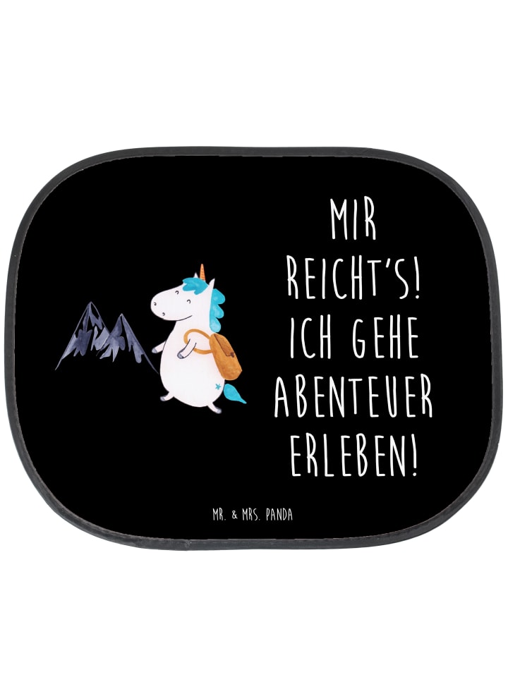 Sonnenblende Einhorn Bergsteiger mit Spruch in Schwarz