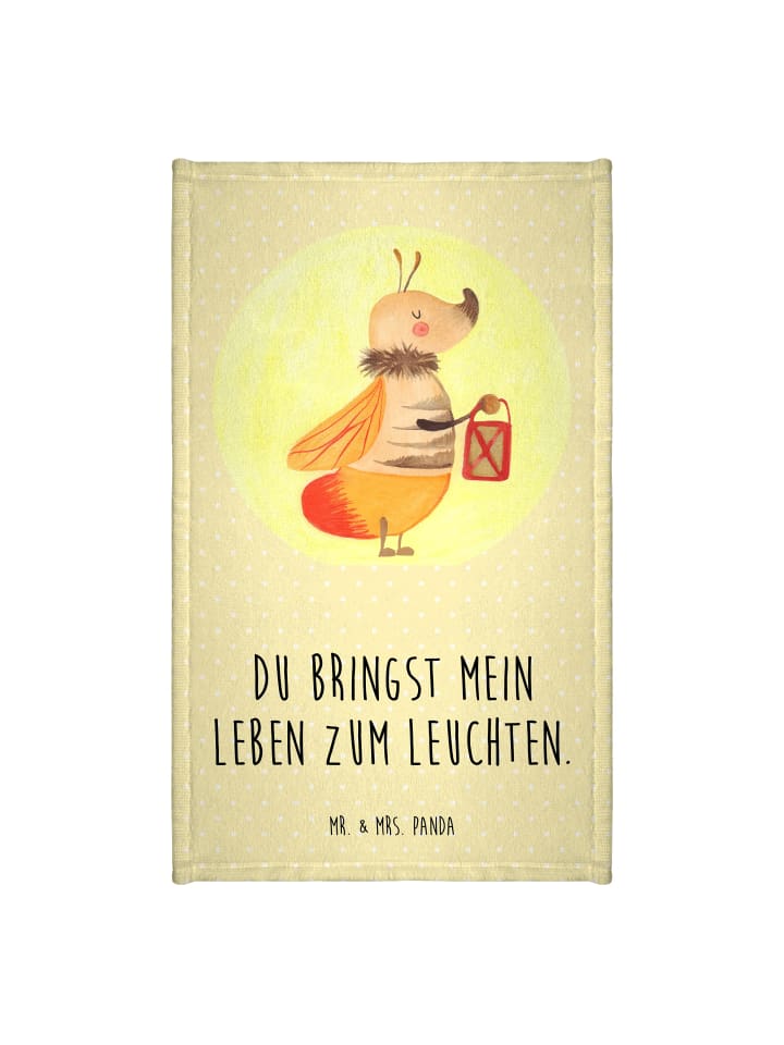 Gästehandtuch Glühwürmchen mit Spruch in Gelb Pastell