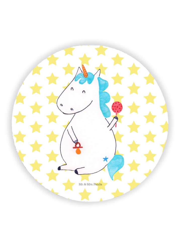 Rund Magnet Einhorn Baby ohne Spruch in Weiß