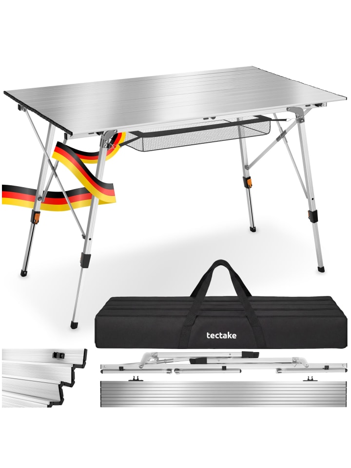 Aluminium Klapptisch - faltbar, wetterfest, 120 x 70,5 x 58 – 79 cm