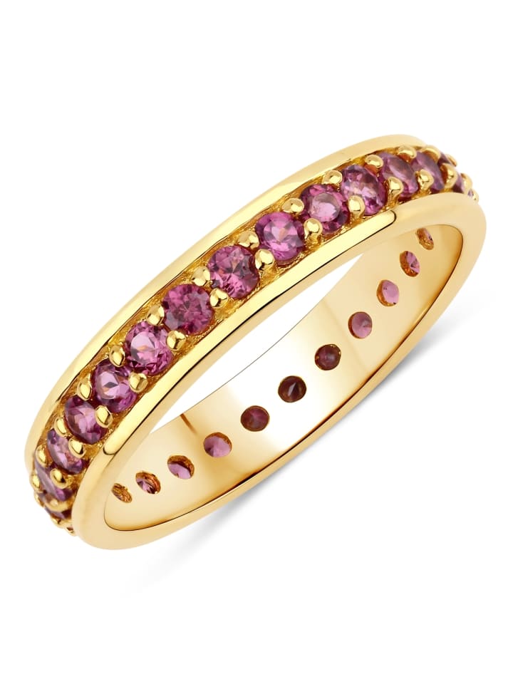 Ring aus Sterling Silber mit Rhodolith in gelbgold