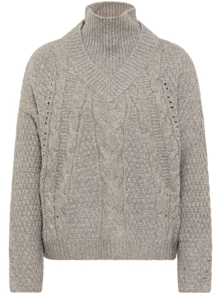 Damen Strickpullover in Grau Melange