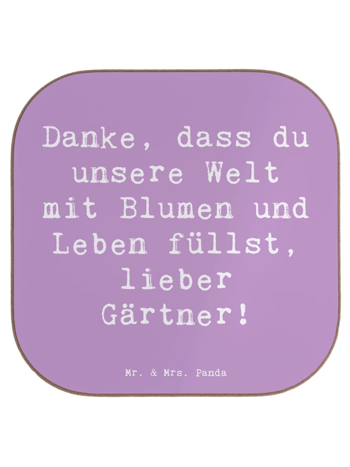 Glasuntersetzer Spruch Gärtner Dankeschön mit S... in Lavendeltraum