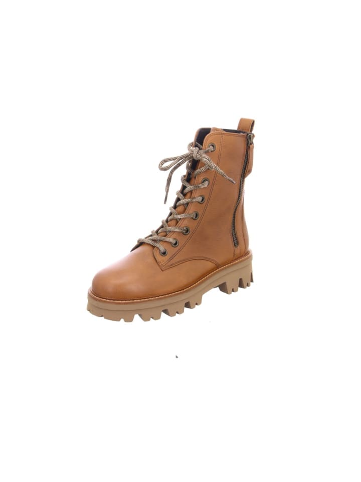 Schnür-Stiefeletten in cognac