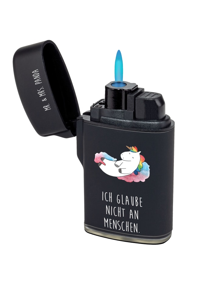 Feuerzeug Einhorn Wolke 7 mit Spruch in Schwarz