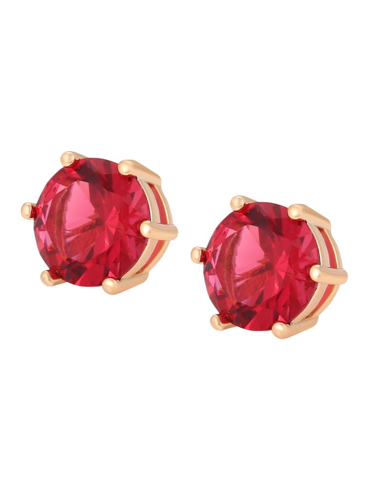 Women Stud Earrings in Rose Gold Red