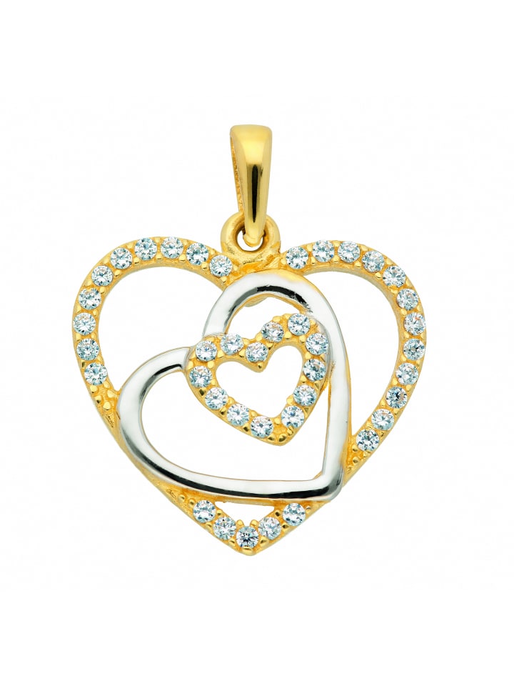 Damen 333 Gold Anhänger Herz mit Zirkonia in gold