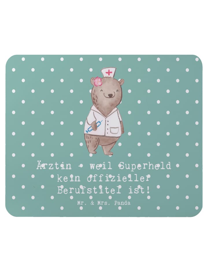 Mousepad Ärztin Superheld mit Spruch in Meeresbrise