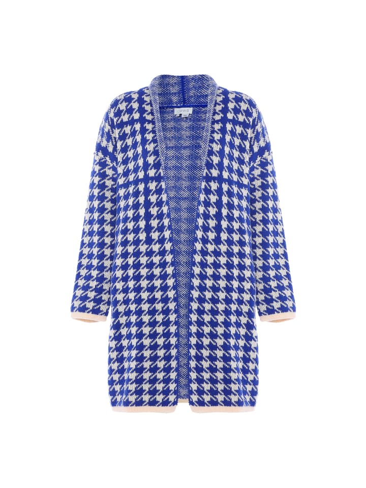 Damen Sweater in WOLLWEISS BLAU KARIERT