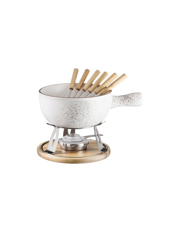 Käsefondue Set, Steinzeug Pintar in Creme