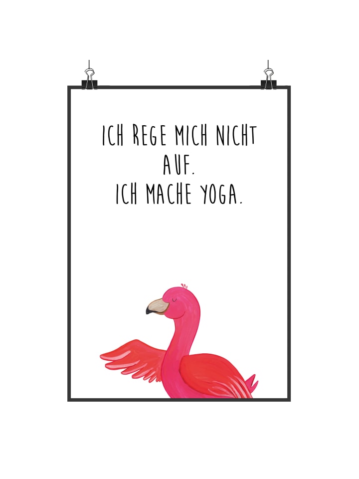 Poster Flamingo Yoga Motiv mit Spruch in Weiß
