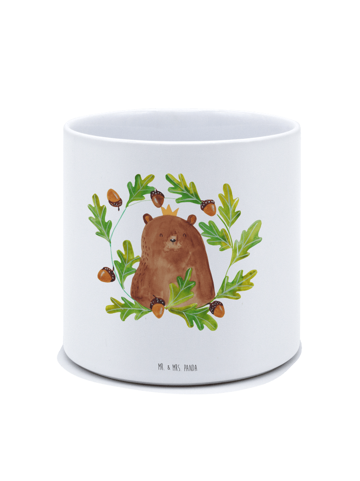 Blumentopf Bär König ohne Spruch in Weiß