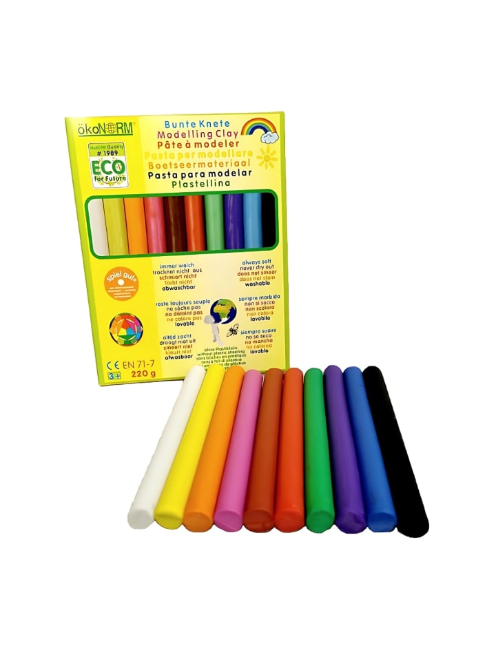 Bunte Knete, 220g, immer weich - 10 Farben - ab 3 Jahren