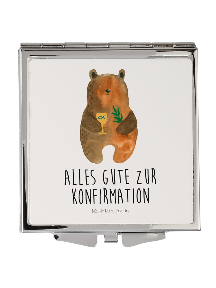 Schminkspiegel Bär Konfirmation mit Spruch in Weiß