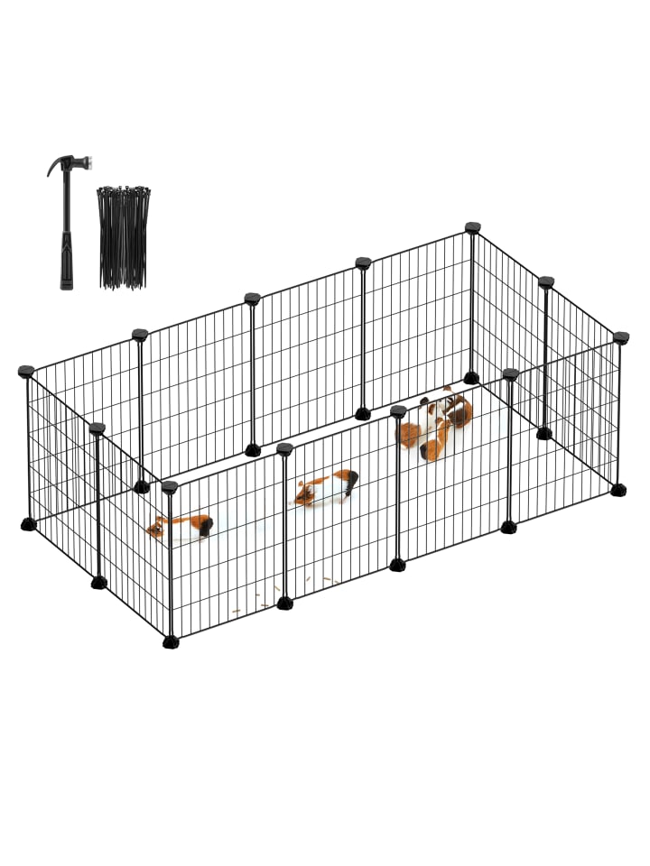 Kleintiergehege Damion in Schwarz - (B)143 x (H)46 x (T)73 cm