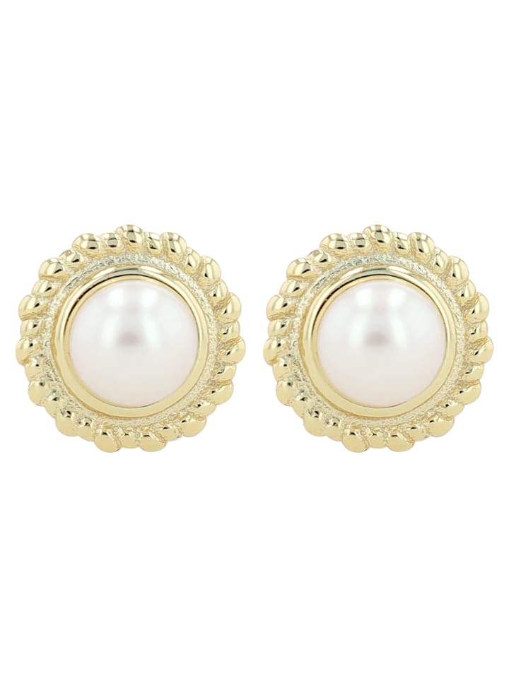 Damen Ohrringe – Ohrstecker aus 925 Silber mit Süßwasserperle in gold