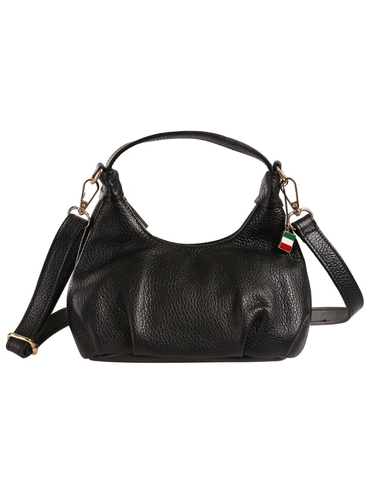 Florence Handtasche Leder schwarz ca. 22cm