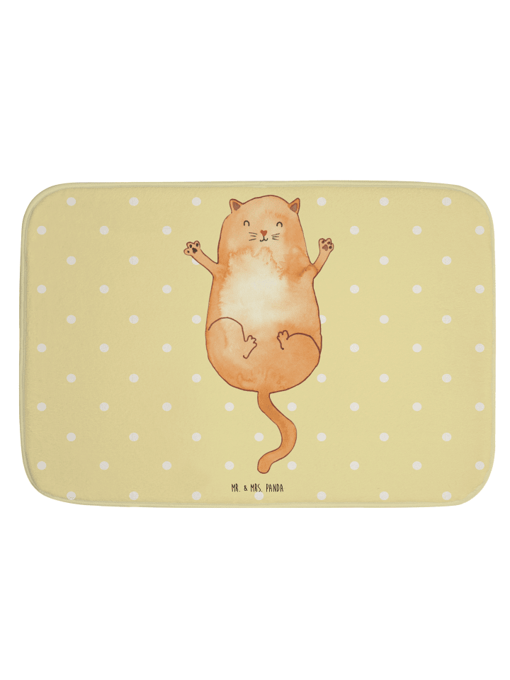 Badvorleger Katze Umarmen ohne Spruch in Gelb Pastell
