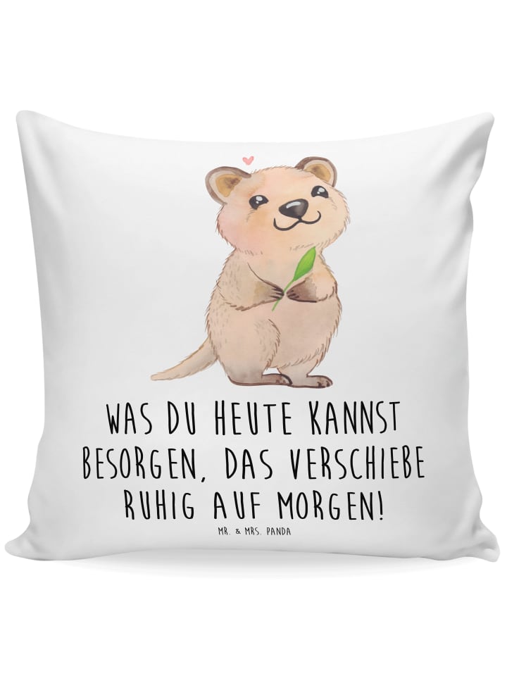Sofa Kissen Quokka Happy mit Spruch in Weiß