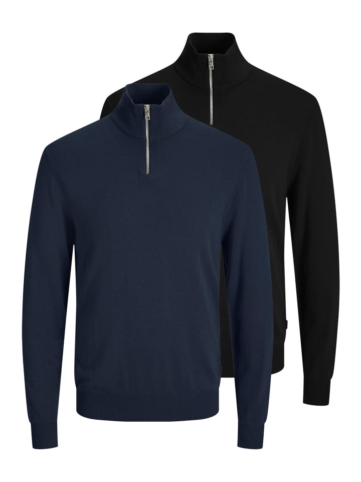 Troyer Emil Knit in Schwarz / dunkelblau