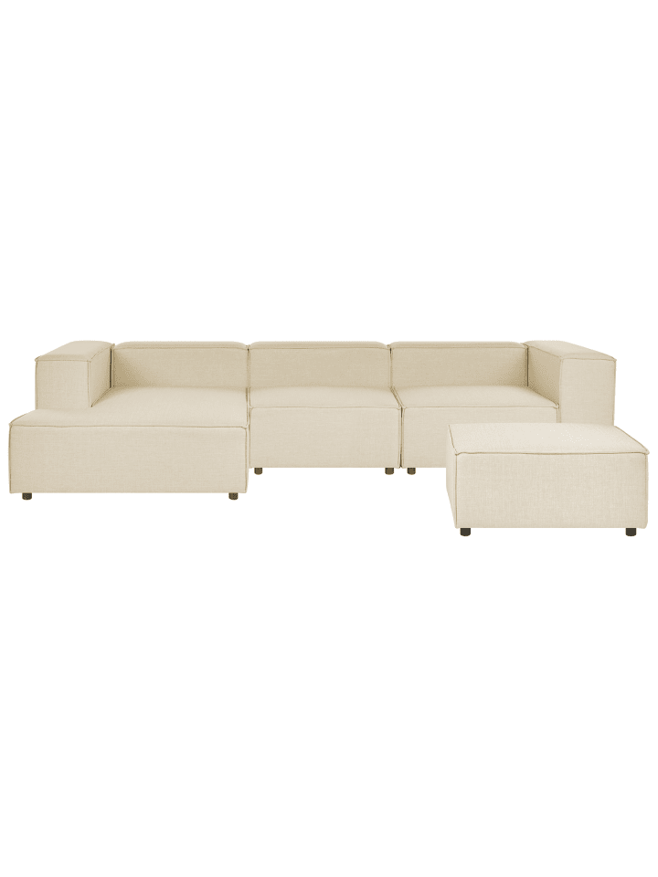 3-tlg Ecksofa APRICA in Beige/Schwarz rechtsseitig