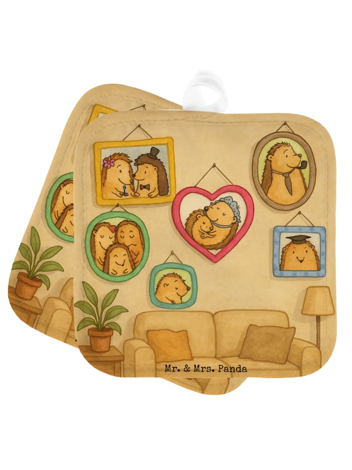 Topflappen Igel Familie Design ohne Spruch in Weiß