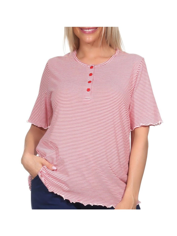 Schlafanzug kurzarm Oberteil Pyjama Shirt Top in pink