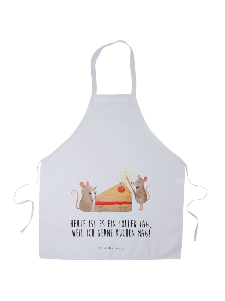 Kochschürze Mäuse Kuchen mit Spruch in Weiß