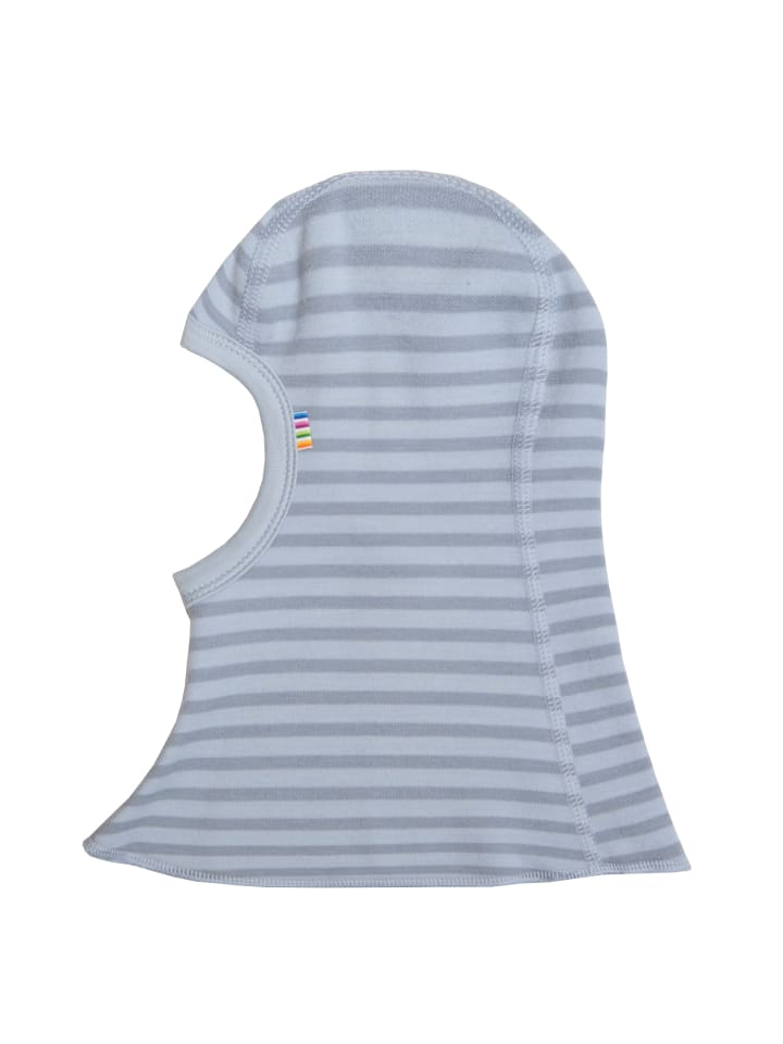 Schalmütze wendbar Merino-Wolle/Bio-Baumwolle in blau