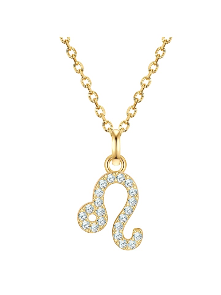 Kette Sternzeichen Löwe aus Sterling Silber mit Zirkonia in gelbgold