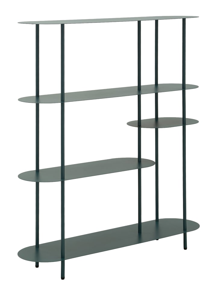 Türkisfarbenes Metallbücherregal 118 x 31 x 139 cm