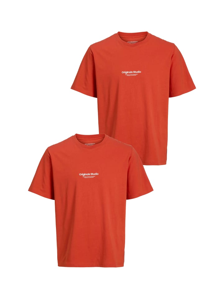 2-er Set Logo T-Shirt Kurzarm Shirt JORVESTERBRO in Rot-2