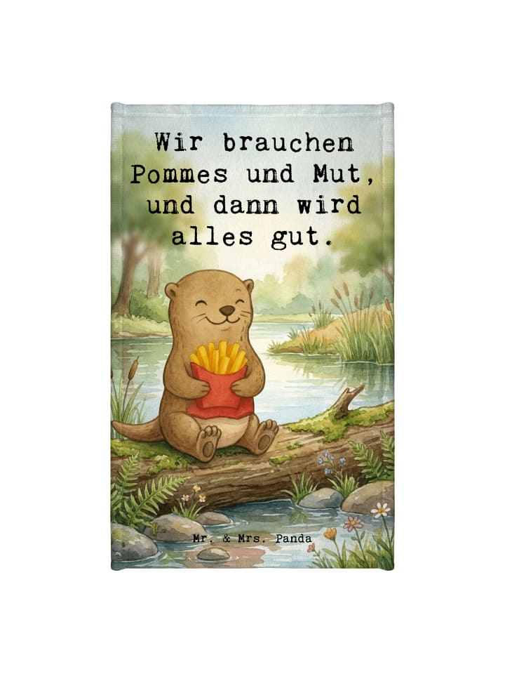 Handtuch Otter Pommes Design mit Spruch in Weiß