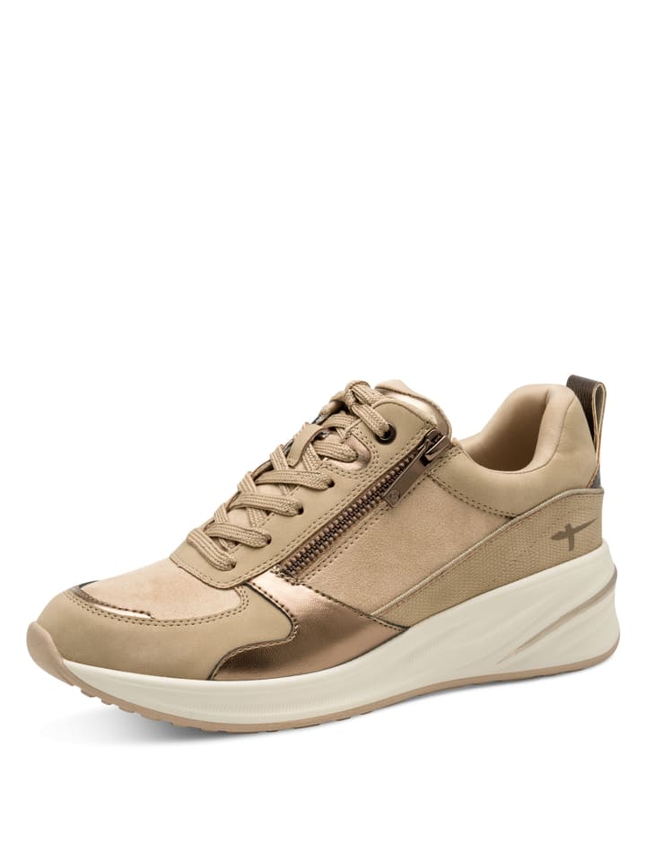 Sportlicher Schnürschuh in beige