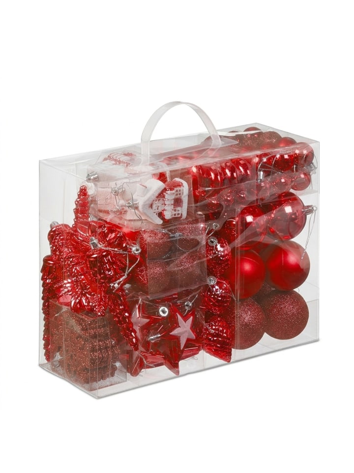 100-tlg. Weihnachtskugeln Set in Rot