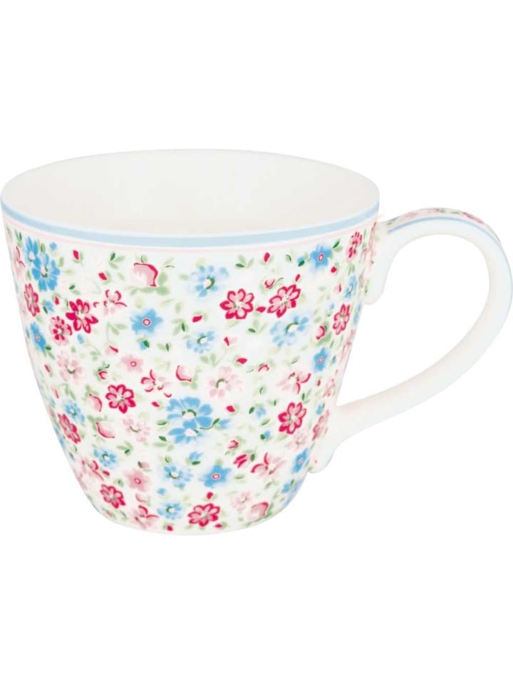 Becher LOUISA Weiß mit Blumen Muster
