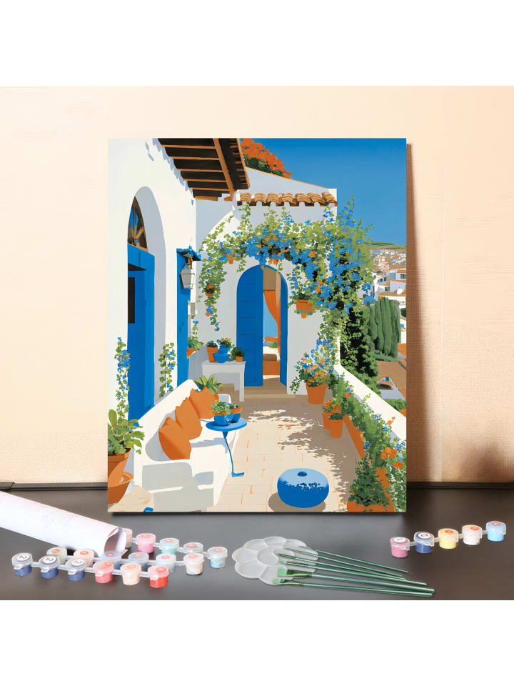 DIY Malen nach Zahlen Set-"Blumenterrasse" 
