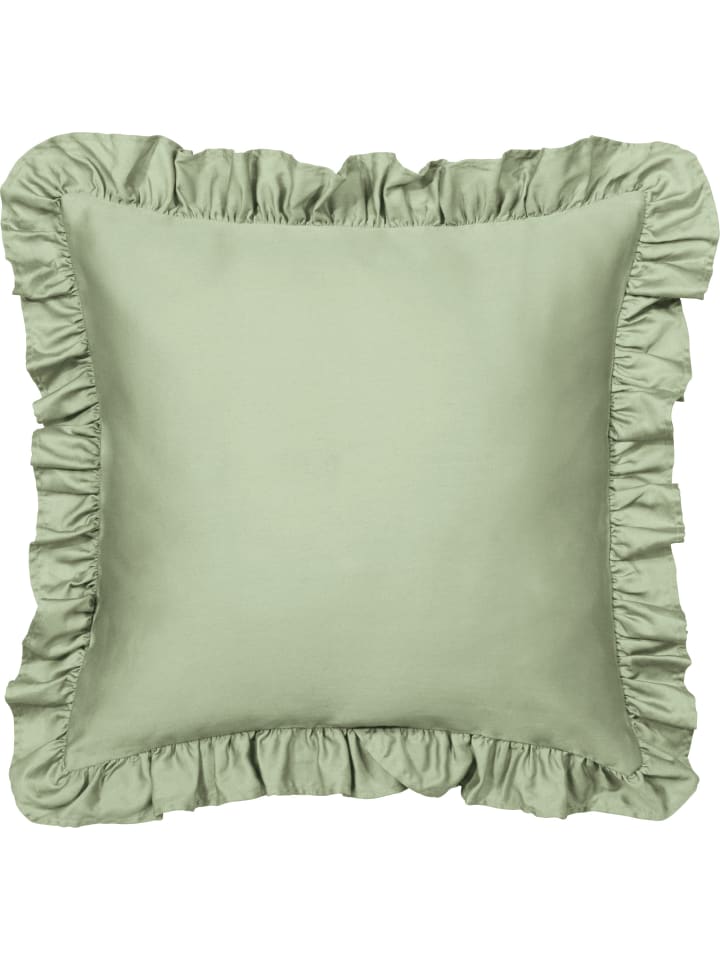 Mako-Satin Kuschelkissenbezug mit Volant Landshut in jade