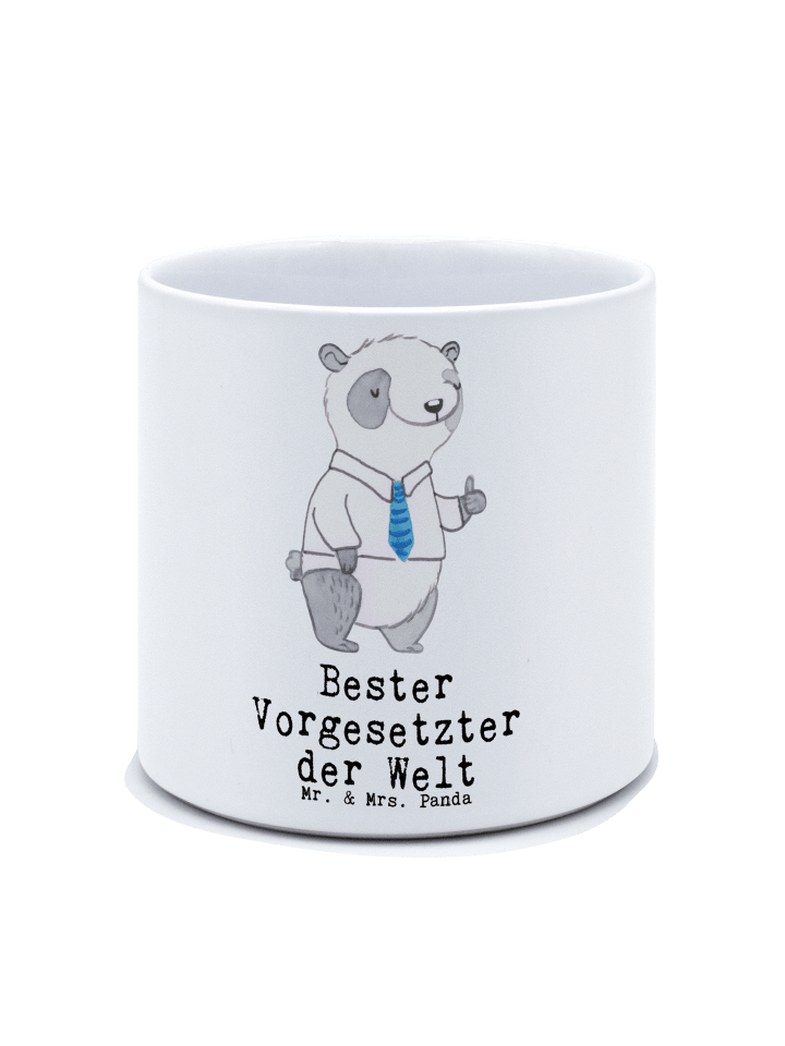 Pflanztopf Groß Panda Bester Vorgesetzter der W... in Weiß