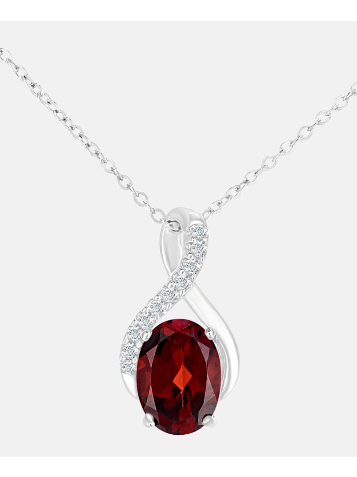 Halskette mit Anhänger aus 375 Weißgold mit Diamant mit Granat
