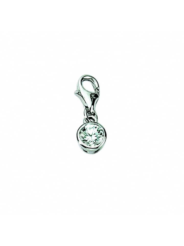 Damen 925 Silber Charms Anhänger Zarge mit Zirkonia in silber