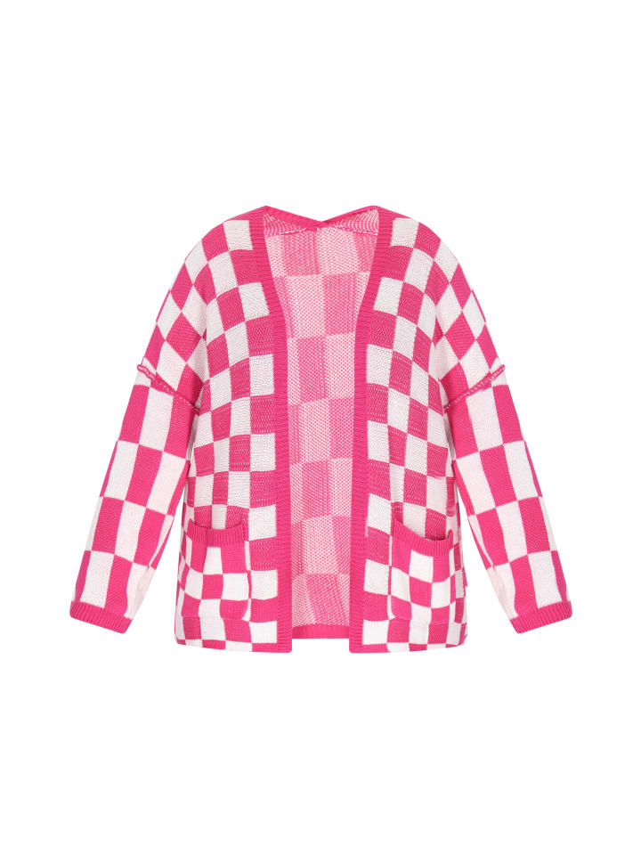 Women Plus Size Sweater in pink white