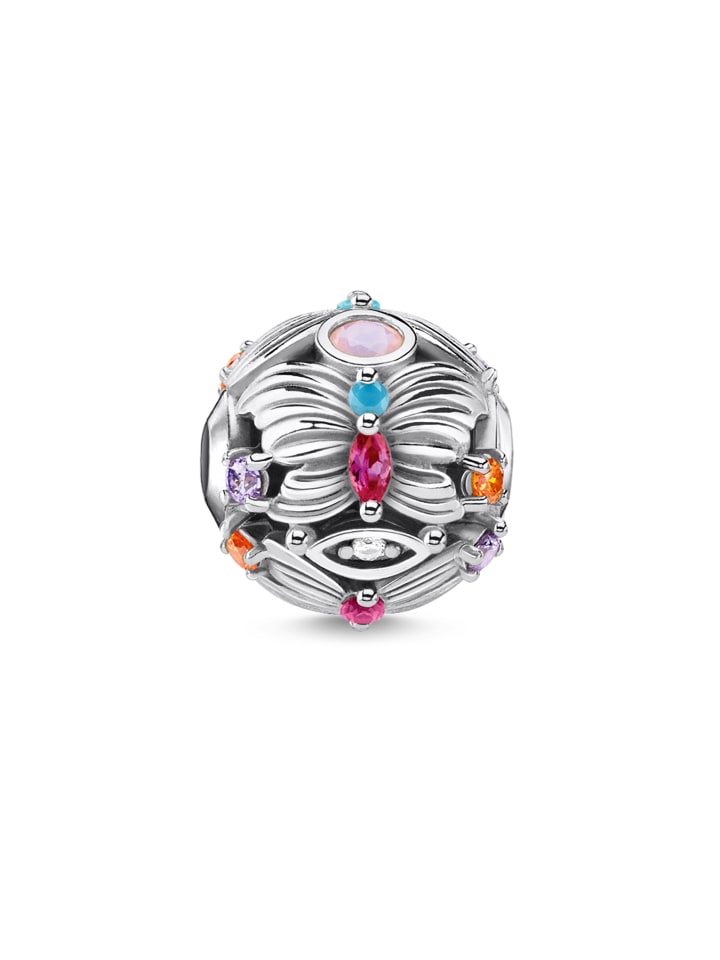 Bead Schmetterling Silber in orange, violett, weiß, türkis, rot, silberfarben